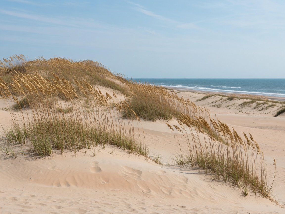 Sand dunes and sea oats near Corolla Outer Banks NC